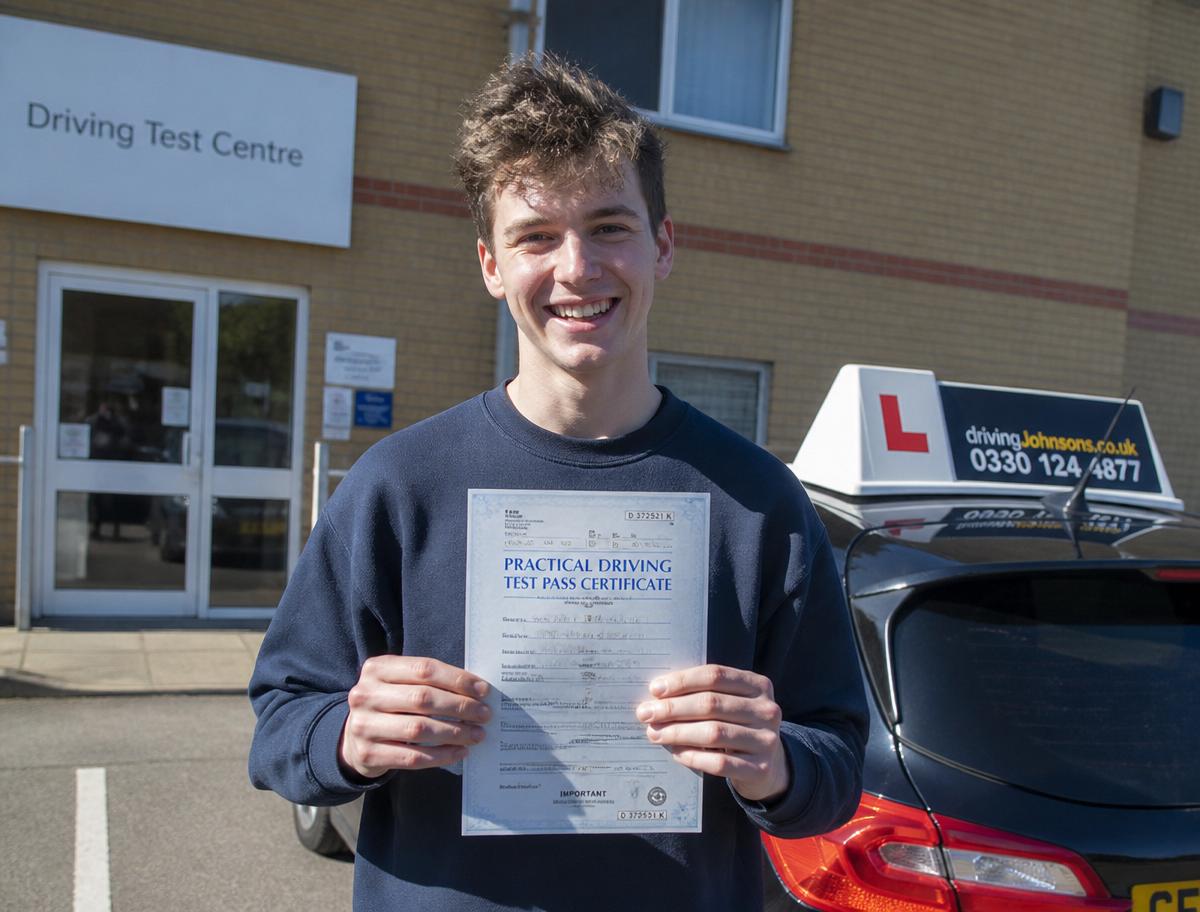 Happy student passing driving test